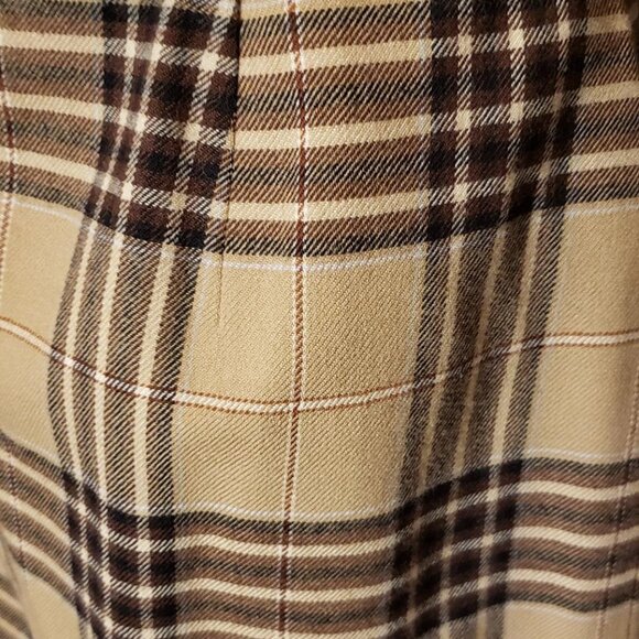 LAST CHANCE Vintage beige plaid virgin wool midi skirt medium - Picture 3 of 10